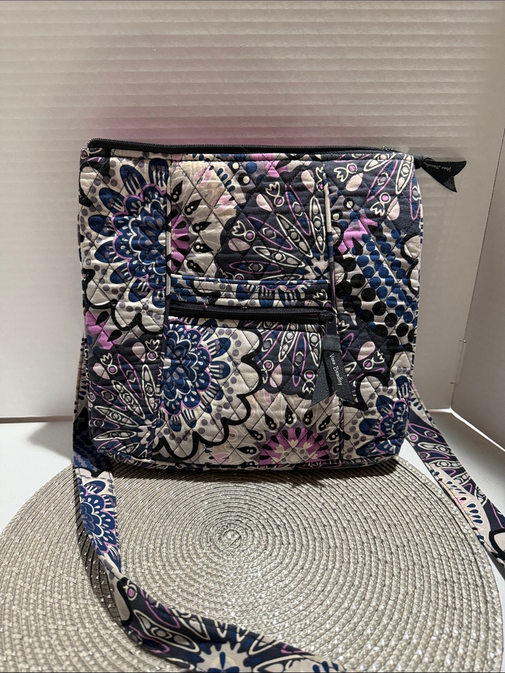 Vera Bradley Quilted Crossbody Bag in Navy Floral